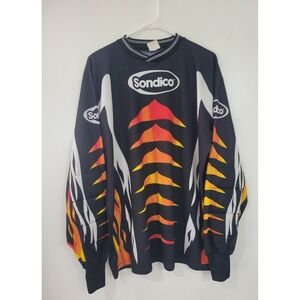 Sondico Padded Arm Black with Red Orange flame Jersey Shirt Men's XL